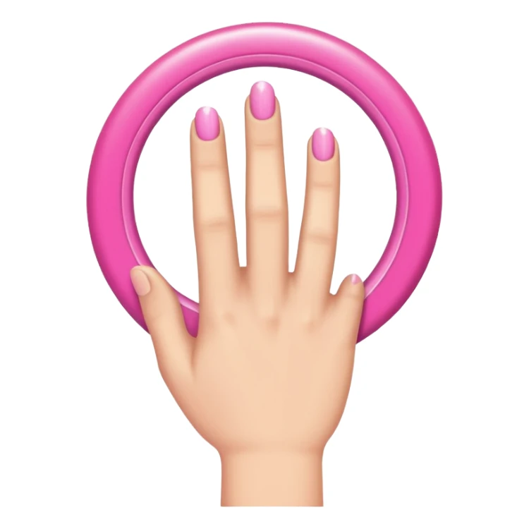 hand with pink ring sticker