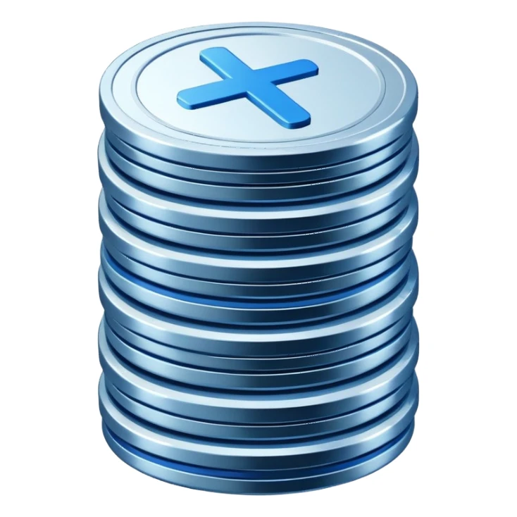 stack of blue and white coins sticker