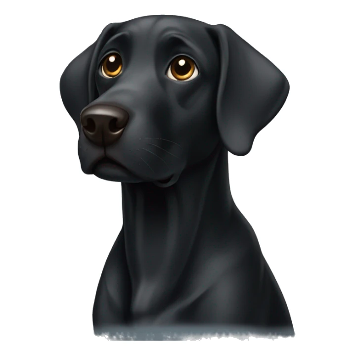 Black Labrador looking with a silly face sticker