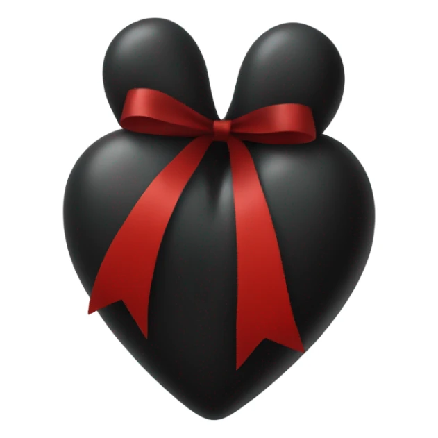 Black heart wrapped in red bow sticker