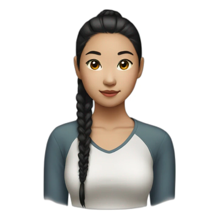 black ponytail asian girl sticker