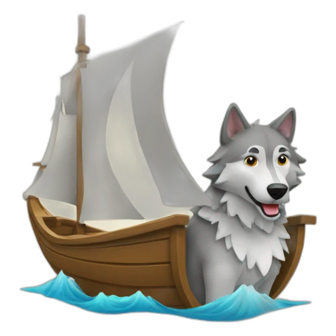 Loup sur un bateau sticker