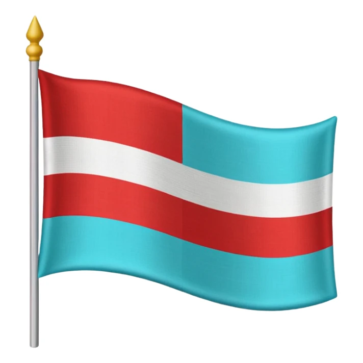 Flag with 3 horizontal stripes: first is white second is cyan third is red sticker