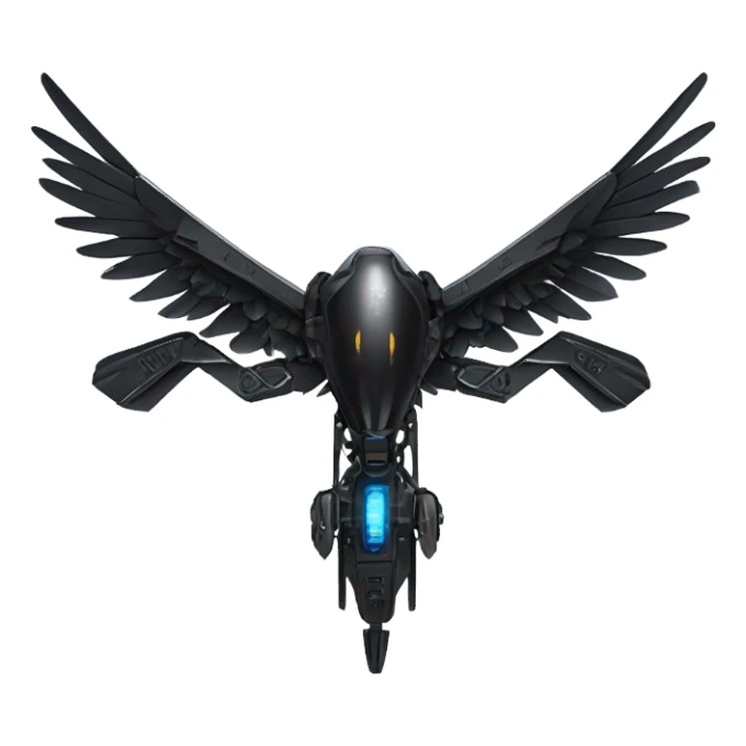 A black furtive eagle as a tech drone machine sticker