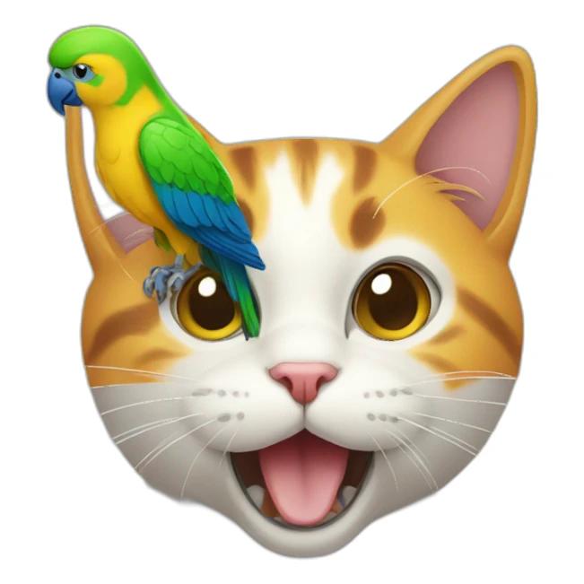 cat with a parrot sticker
