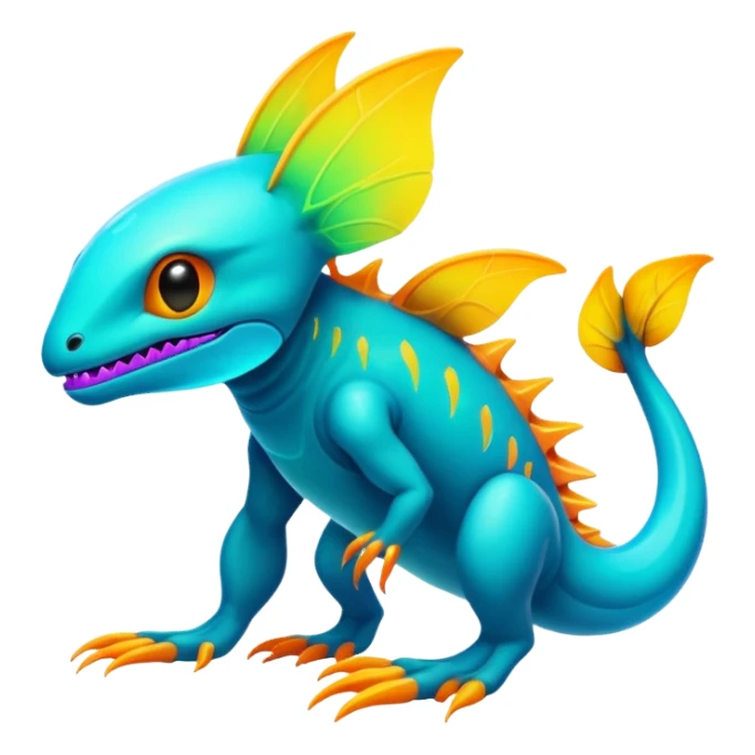Exotic futuristic lush warm-colored neon Fakémon-creature sticker