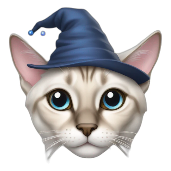 lynx point siamese cat wearing wizard hat sticker