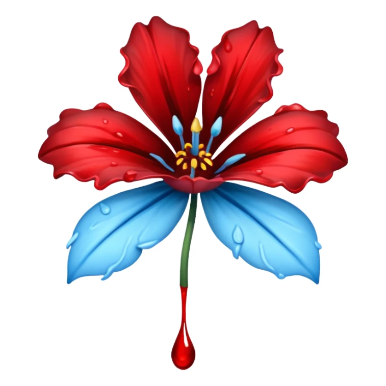 light blue flower spilling wblood sticker