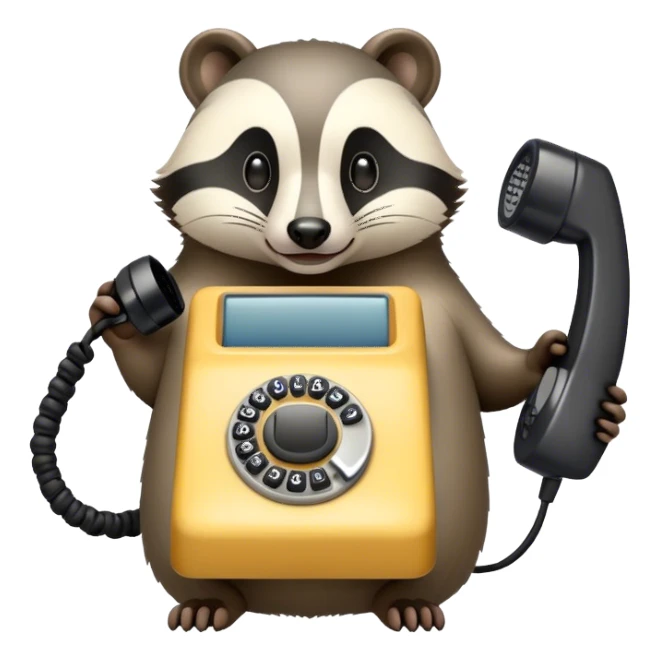 Badger with corded phone sticker