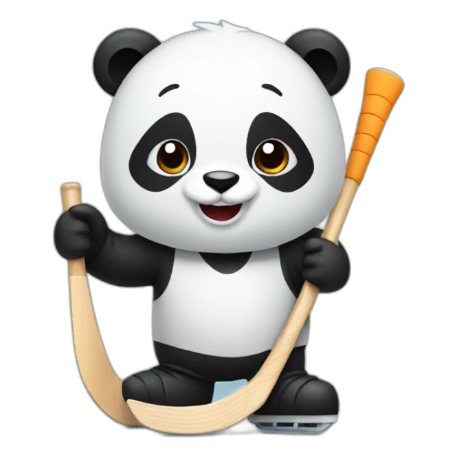 Panda play hockey sticker