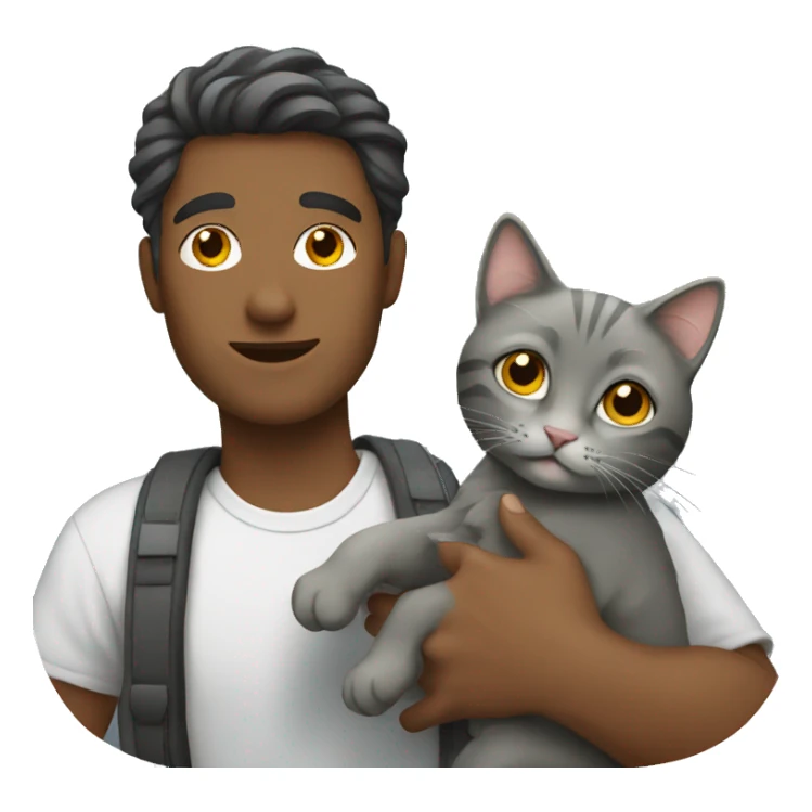 Guy holding grey cat sticker
