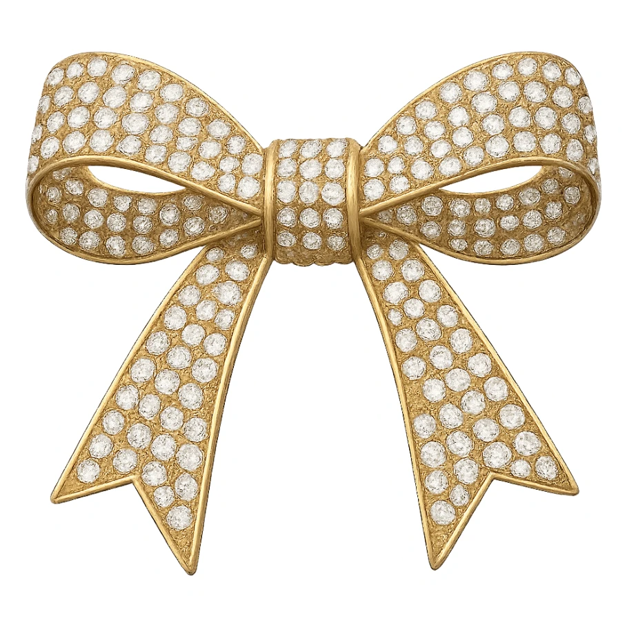 Rhinestone bow gold , remove background sticker