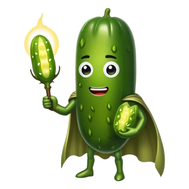Superhero holding a pickle sticker