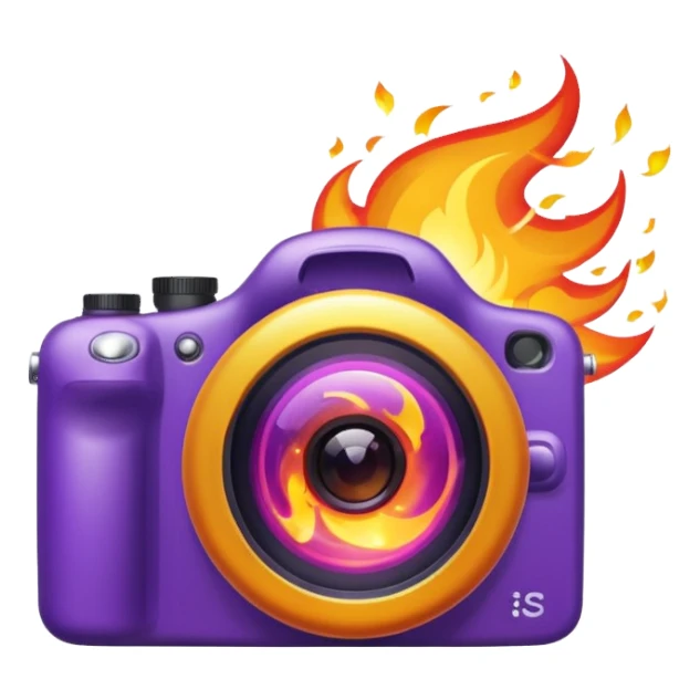 Glitter Fire Camera Purple sticker