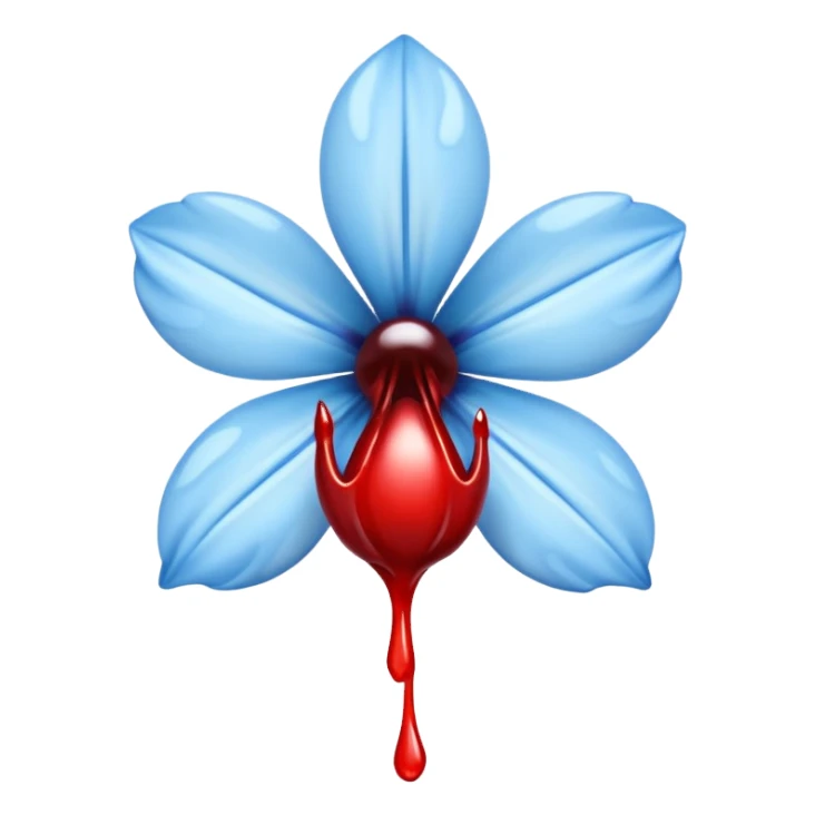 light blue flower bleeding blood sticker