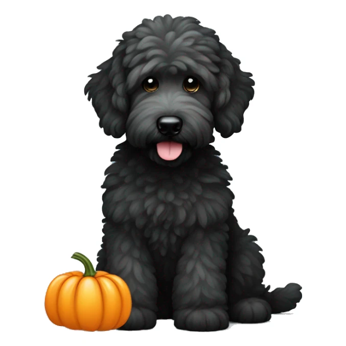 black goldendoodle with pumpkin on side sticker