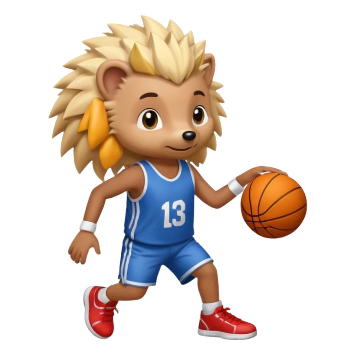 blonde hedgehog playing basketball sticker