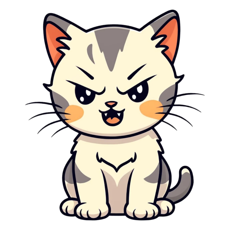 An angry cute kitten sticker