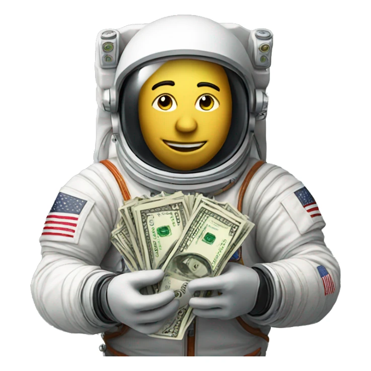 Astronaut holding money sticker