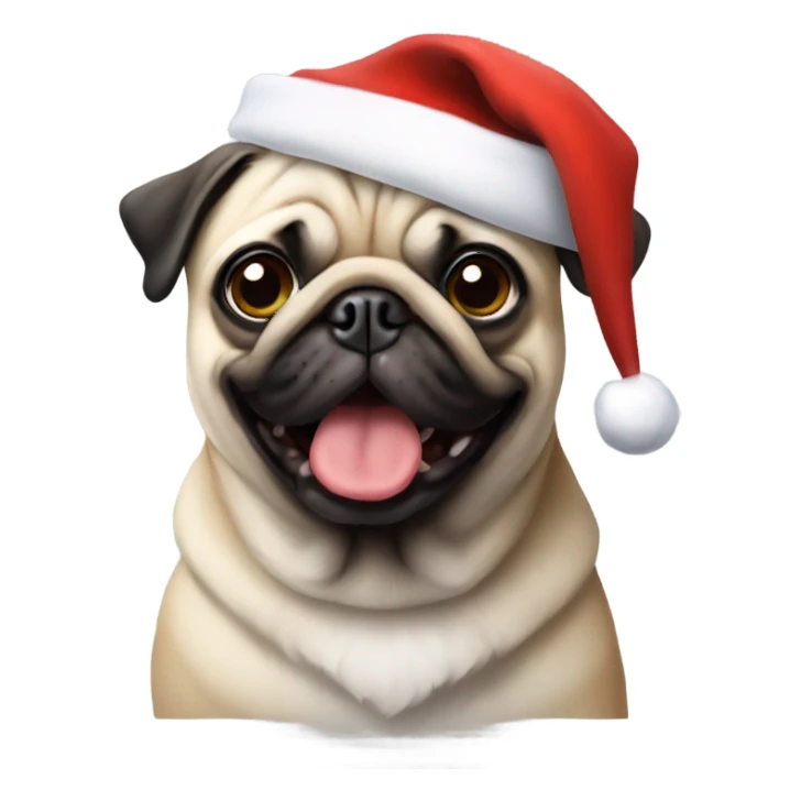 Pug with a Santa hat sticker