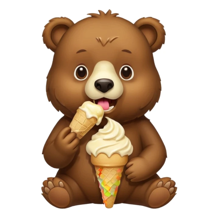 brown bear eating ice cream sticker
