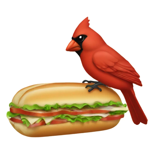 Cardinal eating sub sandwich  sticker