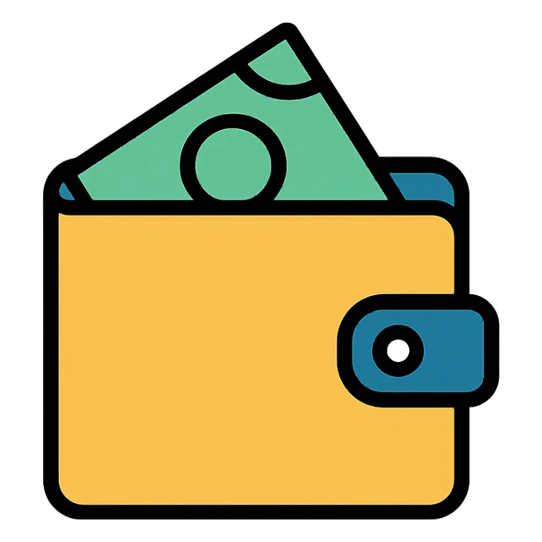 wallet icon, color outline, professional look sticker