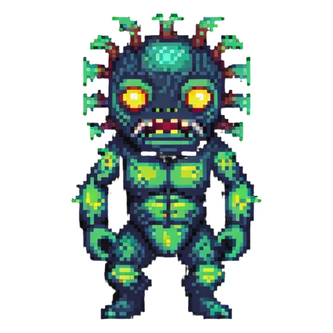 Comical radioactive mutant with glowing features sticker