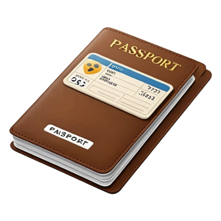 brown passaport and fly tickets sticker