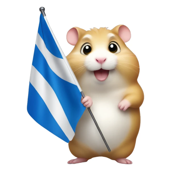 Fat hamster waiving small Russian flag in its hand sticker
