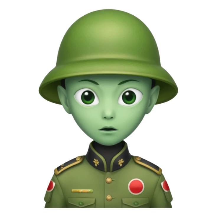 alien, wearing japan soldier custome, half body sticker