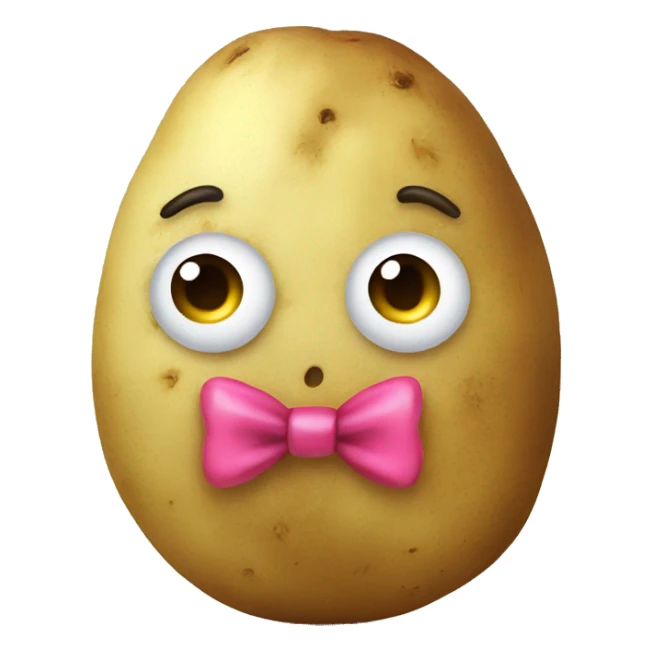 Potato looking like a girl with a bow sticker