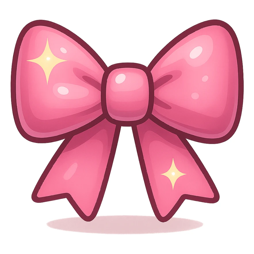 pink bow emoji, cute and shiny, with a gradient effect sticker