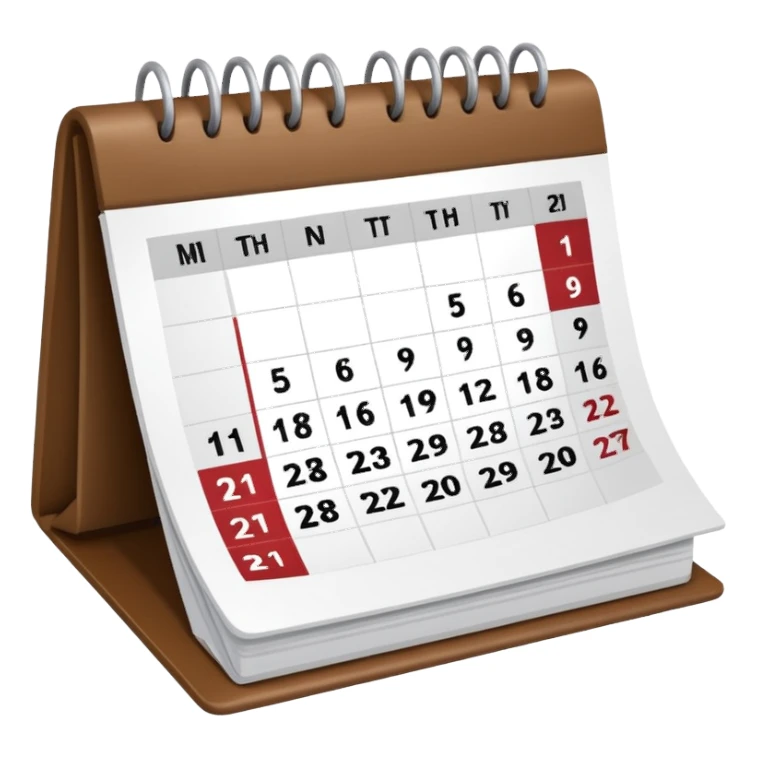 Desk calendar flipped to current month sticker