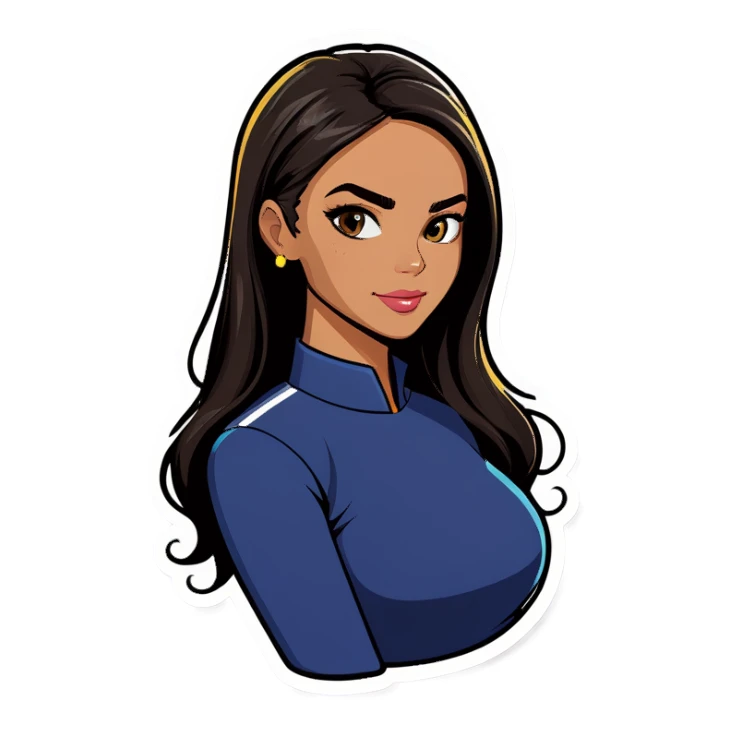 Mujer fit cabello negro  sticker