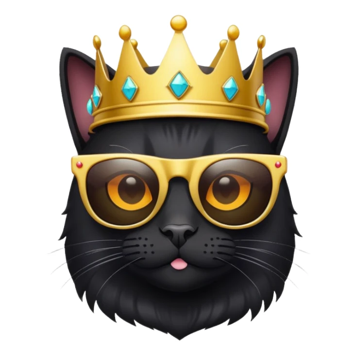 Black cat with crown and sunglasses sticker