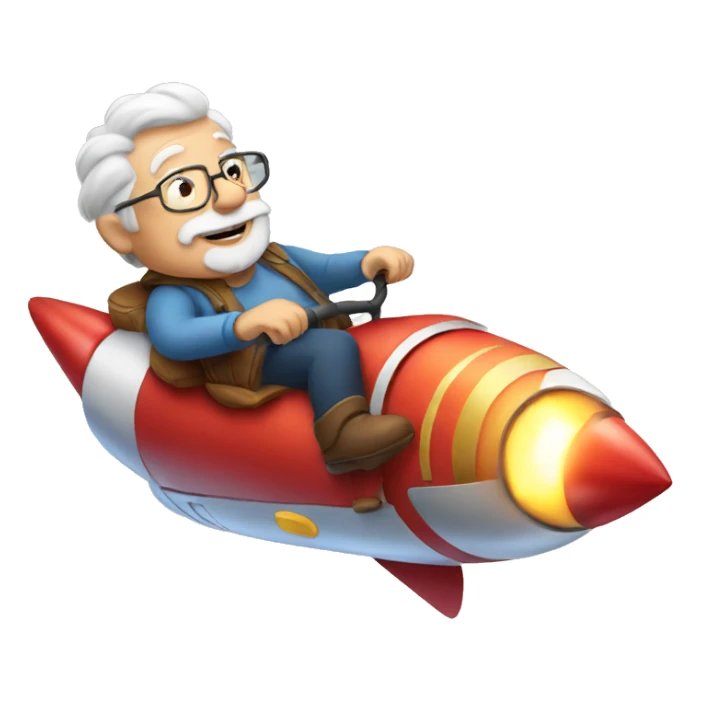 Grandpa riding on a rocket sticker