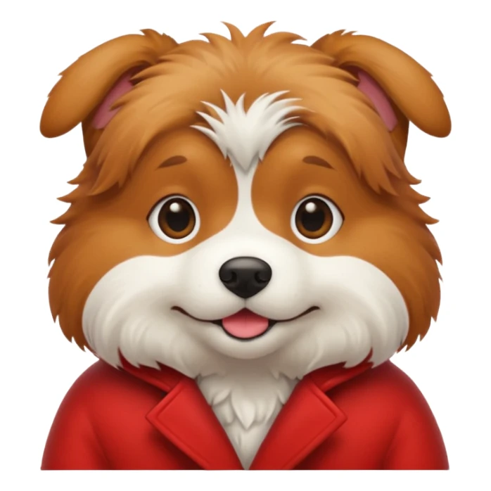 A dog with red clothers sticker