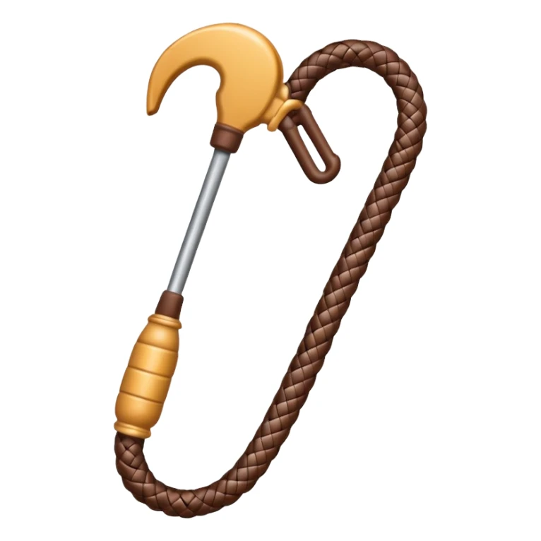 a whip with a handle, emoji style sticker