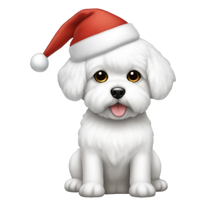 bichon dog-sitting-christmas hat sticker