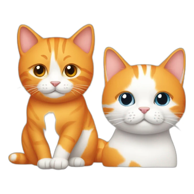 one orange cat and one white cat heads only sticker