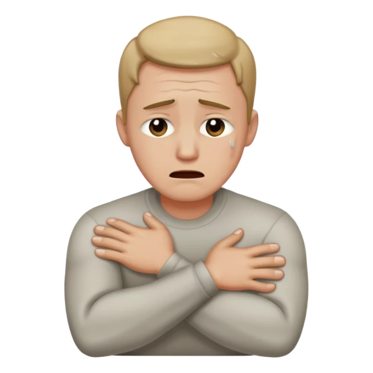 Arms crossed holding neck crying guy sticker