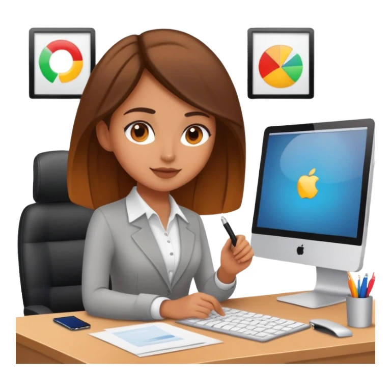 girl designer working in office sticker