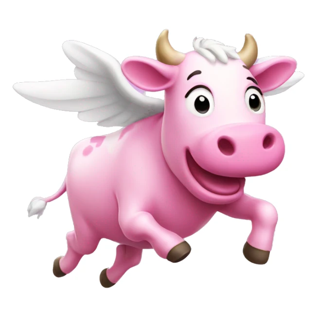 Pink flying cow  sticker