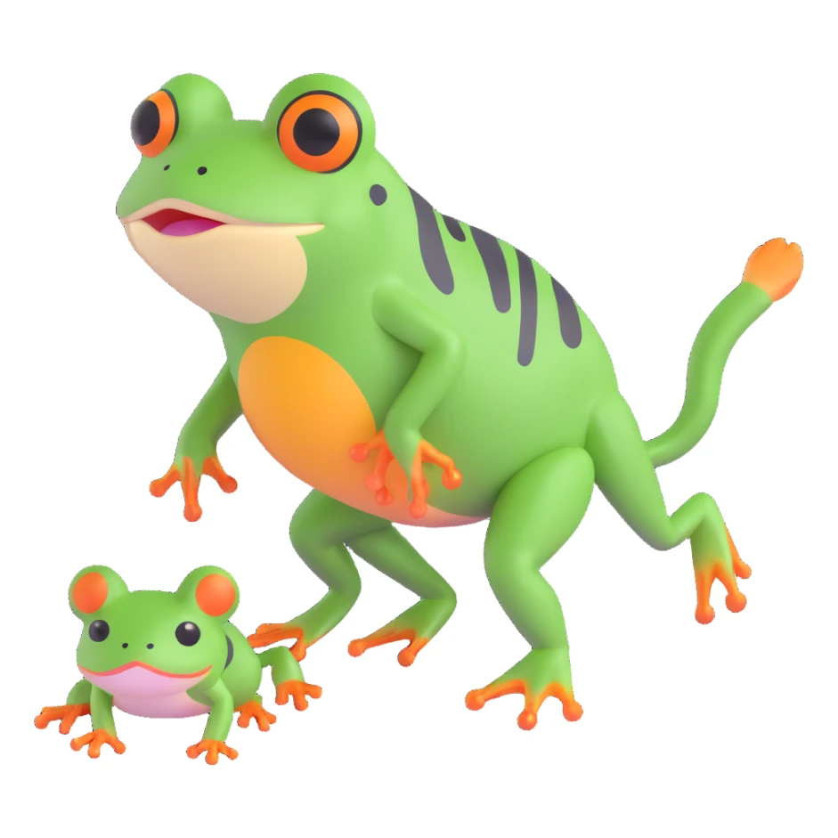 a frog walking a cat sticker