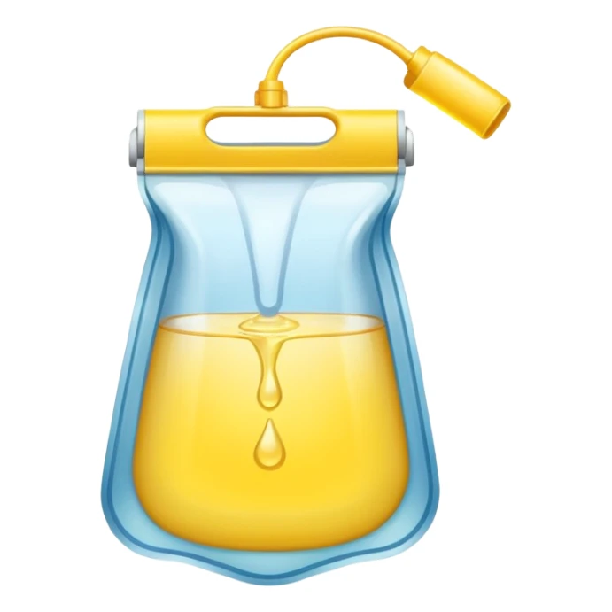 drainage bag with light yello luquid sticker