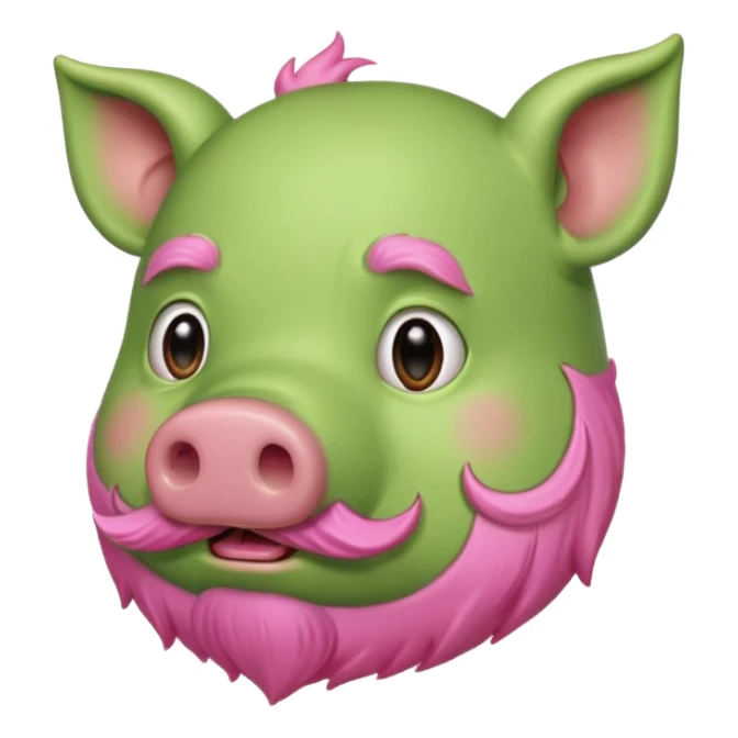 green pig with beard, side view sticker