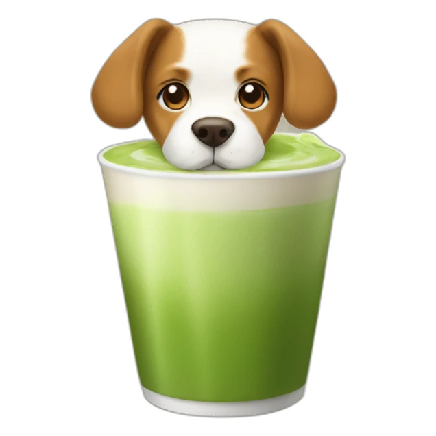 matcha latte drinking dog sticker