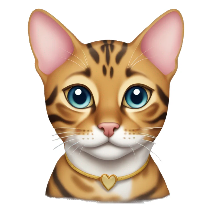 A bengal cat with a Heart Shaped choker sticker