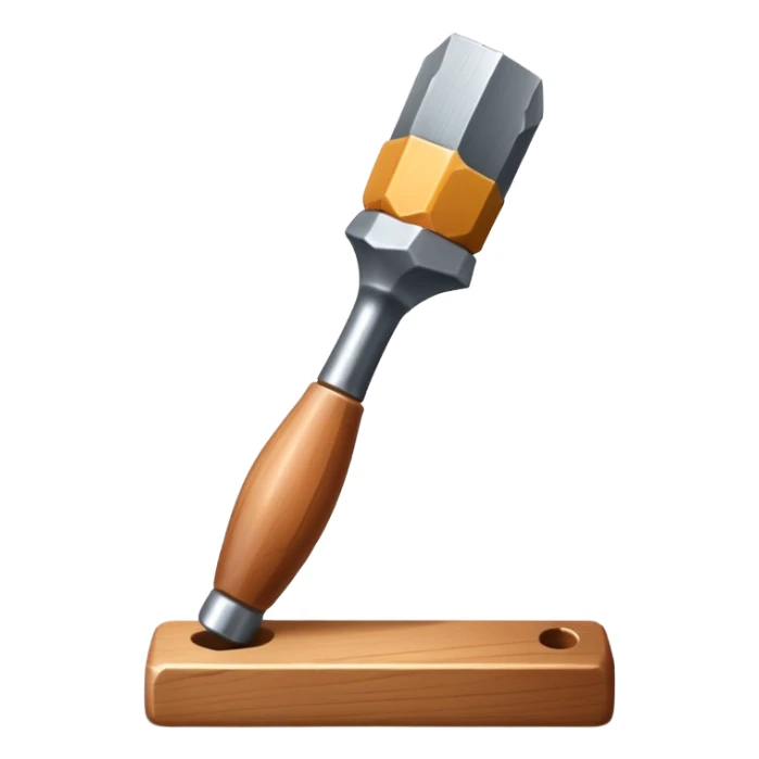 sculpture chisel tool object icon, sharp metal chisel, wooden handle, 3D cartoon, mobile game icon style, centered, clean background, soft shadow, no text, no watermark
  sticker
